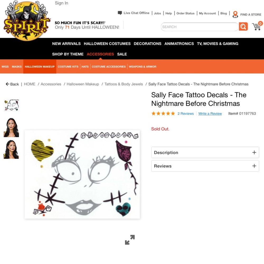 ISO Not sale. Sally face tatto decals